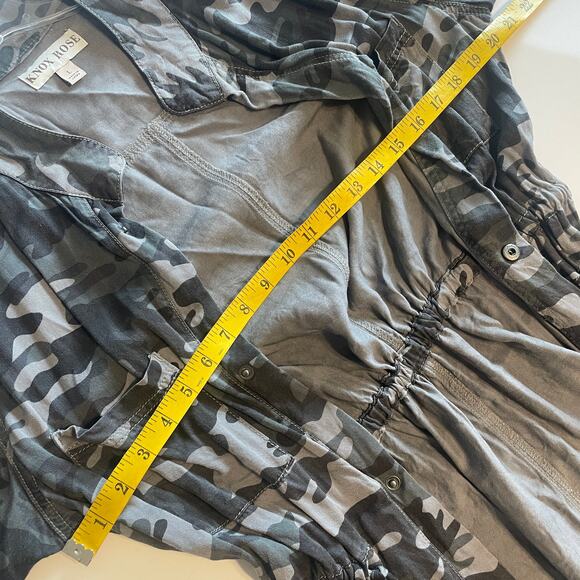 Knox Rose Drawstring Utility Jacket Womens Large Gray Camo Embroidered Shoulder - Picture 9 of 10